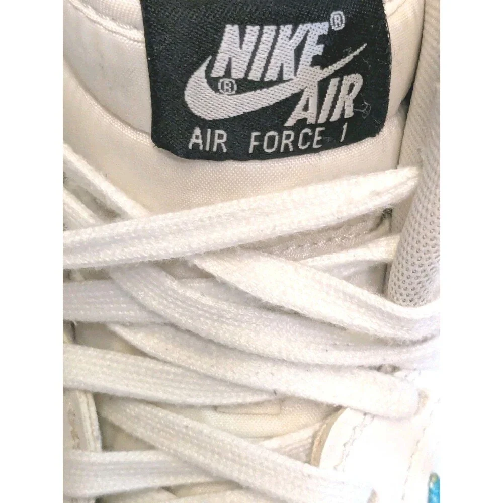 Nike Air Force 1 Mens High Top Sneaker Sz 10.5 White Blue Fury Ember Glow Ombre
